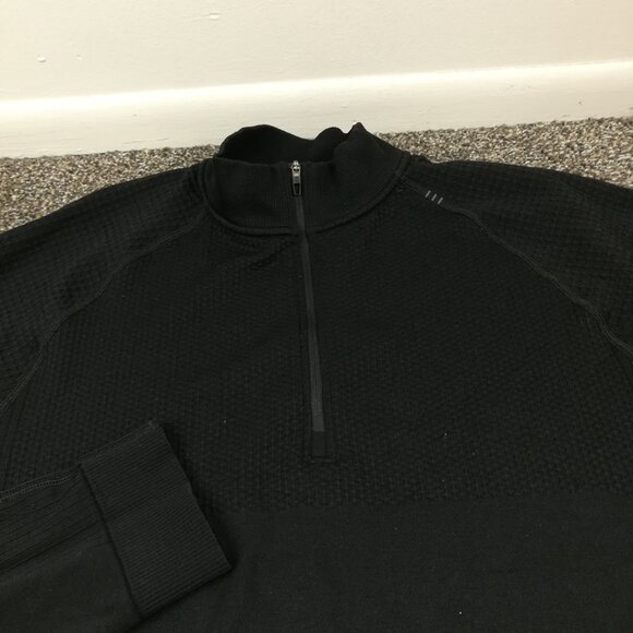 Lululemon Mens Engineered Warmth Black 1/2 Zip Pullover Size Large Wool Blend - Picture 2 of 9